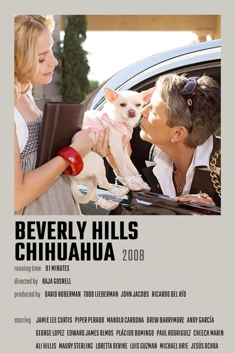 Beverly Hills Movie, Loretta Devine, Luis Guzman, Beverly Hills Chihuahua, George Lopez, Andy Garcia, Iconic Movie Posters, Jamie Lee Curtis, Jamie Lee