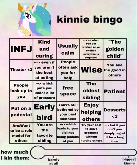 Credit to Strawberry for the template Mlp Kinnie Bingo, Princess Bingo, Kin Bingo, Fun Templates, Kinnie Bingo, Bingo Template, Character Traits, Princess Celestia, Try Your Best