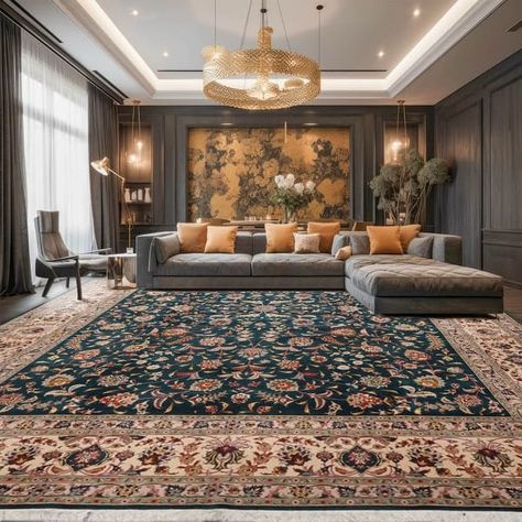 Hand Knotted Teal Persian Wool & Silk Traditional Oriental Area Rug - 10' x 13' 4'' - Bed Bath & Beyond - 37889400 Persian House, Persian Home Decor, Beautiful Condo, Kashan Rug, Rug Yarn, Heriz Rugs, Navy Rug, Medallion Design, Hand Knotted Rug