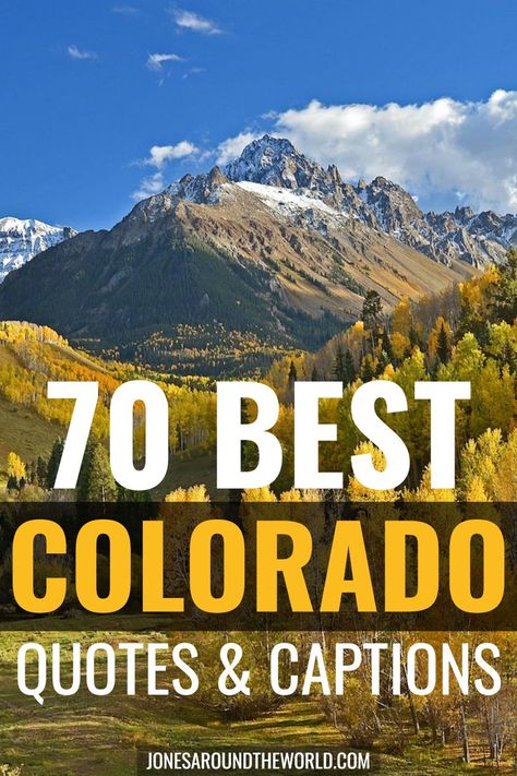 Looking for the best Colorado quotes to inspire a vacation in the great outdoors? This list pays tribute to the beauty and diversity of this magical US state. Colorado is a wealth of wilderness. The mighty mountains, dusty deserts, and rushing rivers make it a nature lover's dream. But the cities are equally as enchanting. These Colorado quotes sum it up best. They'll pique your imagination and illustrate with words the unparalleled beauty of the state. Colorado Quotes, Road Trip Quotes, Funny Instagram Captions, Telluride Colorado, Estes Park Colorado, Breckenridge Colorado, Puns Jokes, Vail Colorado, Quotes Instagram