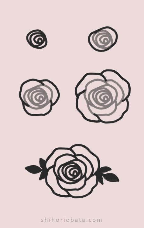 15 Easy Rose Drawing Ideas Roses Art Drawing, Drawing Of A Rose Easy, How To Rose Drawing, How Draw A Rose, How Draw Rose, Doodle Roses Easy, Rose Art Reference, Rose Cute Drawing, How Do You Draw A Rose