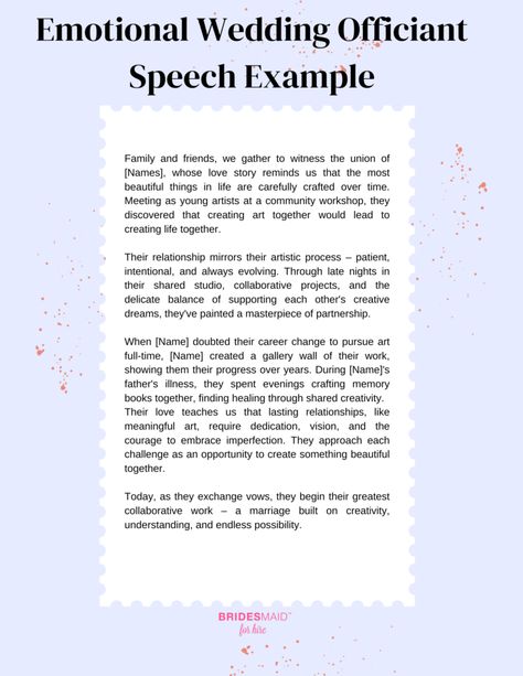 Emotional Wedding Officiant Speech Examples Ordained Minister Speech Wedding Script Funny, Officiant Speech Template, Officiant Speech, Wedding Officiant Speech, Speech Examples, Family Challenge, Wedding Script, Moving Cross Country, Emotional Wedding