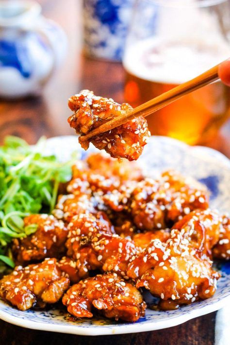 Easy Crispy Air Fryer Sesame Chicken | All Ways Delicious #HomeFoodRecipes Air Fryer Sesame Chicken, Air Fryer Fried Chicken, Sesame Chicken Recipe, Air Fried Chicken, Air Fryer Recipes Chicken, Sesame Chicken, Sauce For Chicken, Air Fryer Recipes Healthy, Air Fryer Chicken