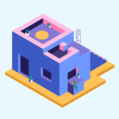 Isometric Designs on Behance Cute Isometric Art, Isometric Art 3d, Isometric Poster Design, Isometric Graphic Design, Isometric House Illustration, Isometric Building Illustration, 3d Isometric Design, Isometric Art Drawing, Isometric Art Illustration