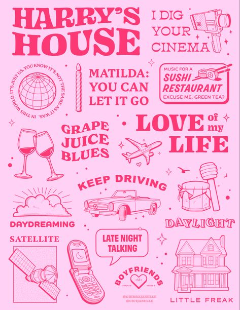 House Poster Design, House Poster, Style Lyrics, Photo Collage Wall, Printable Wall Collage, Lyrics Poster, Harry Styles Poster, Harry's House, Dorm Posters