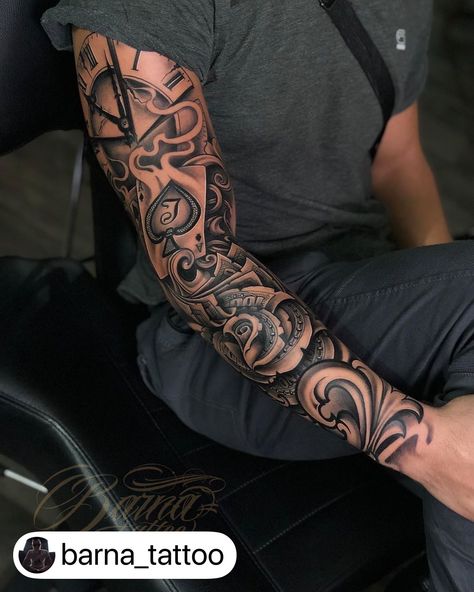 Tattoos Arm Mann, Voll Arm-tattoos, Mangas Tattoo, Chicano Tattoos Sleeve, Full Sleeve Tattoo Design, Men Tattoos Arm Sleeve, Forarm Tattoos, Chicano Tattoos, Full Arm Tattoos