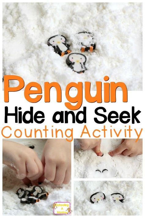 Penguin Preschool Activities, Snow Sensory Play, Snow Sensory, Polar Animals Preschool, Penguin Preschool, Winter Sensory Bin, Discovery Zone, Winter Science Experiments, Penguin Activities