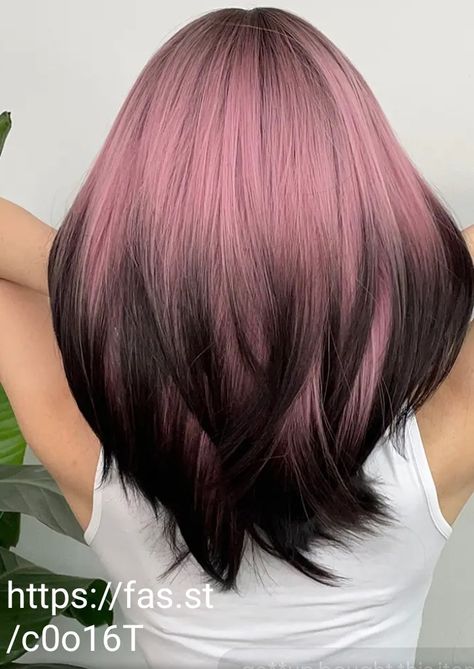 Pink Frosted Tips Hair, Dark Pastel Pink Hair, Pastel Pink And Brown Hair, Pink Hair Black Tips, Black Hair With Pink Tips, Brown Hair With Pink Tips, Black To Pink Hair, Brown Hair With Pink Underneath, Dyed Tips Hair