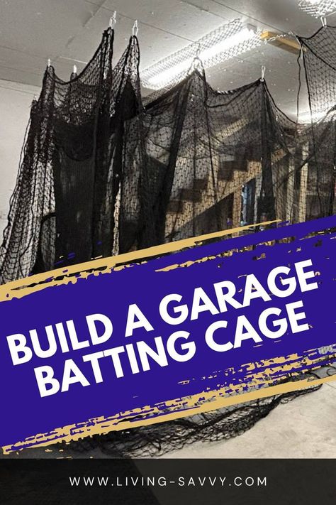 How To Build a Batting Cage in Your Garage Garage Batting Cage, Home Batting Cage, Diy Batting Cage, Batting Cage Net, Indoor Batting Cage, Build A Garage, Batting Cage, Baseball Drills, Building A Garage