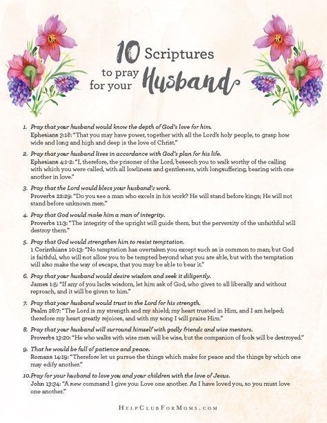 10 Scriptures to Pray for Your Husband – Printable The Help Club For Moms, Bible Verse For Husband, Scripture For Men, Praying For Husband, Pray For Your Husband, Scriptures To Pray, Prayer For My Marriage, Marriage Scripture, Prayer For Wife