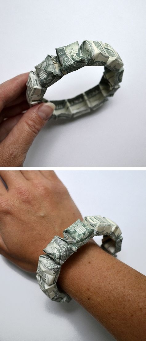 The money bracelet "Pop it" is a an interesting modular origami jewelry for Graduation. We need 3 dollar bills. Without using glue or tape. The idea and design by Anastasia Prokuda. I wish you a pleasant viewing! Subscribe to my channel! Money Necklace Dollar Bills, Folded Money Gifts Dollar Bills, Money Craft, Money Bracelet, Money Puzzles, Money Folding, Playing Card Crafts, Lei Ideas, Money Necklace