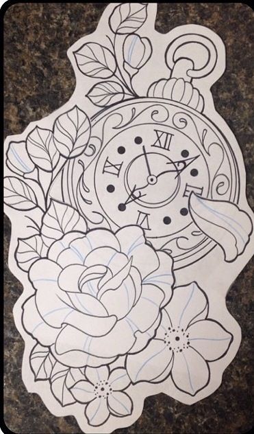 #тату #tatoo tatoo24.wordpress.com                                                                                                                                                     More Clock Drawings, Clock Tattoo Design, Tattoo Zeichnungen, Watch Tattoos, Sketch Tattoo Design, Clock Tattoo, Compass Rose, Trendy Tattoos, Drawing Tutorials