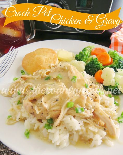 Crock Pot Chicken and Gravy Crock Pot Chicken And Gravy, Chicken And Gravy, Recipe Crockpot, Shawarma Recipe, Crock Pot Chicken, Country Cook, The Country Cook, Chicken Gravy, Chicken Shawarma