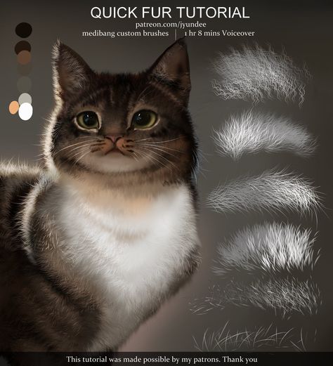 Fur Digital Art, Fur Tutorial, Draw Fur, Photoshop Painting Tutorial, Digital Art Inspiration, Digital Art Tutorial Beginner, Desain Buklet, Procreate Ipad Art, Pets Drawing