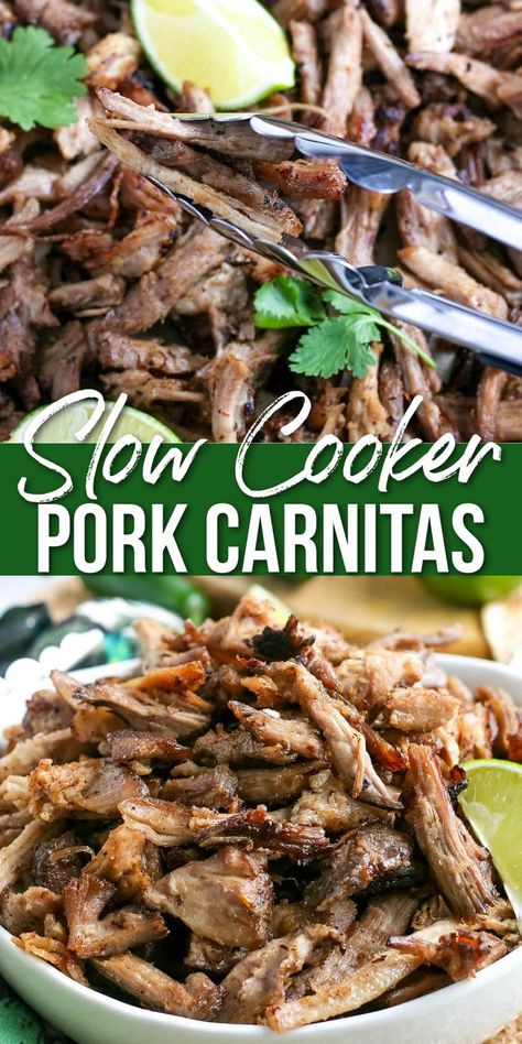 carnitas on a plate Mexican Pulled Pork Recipe, Slow Cooker Pork Carnitas, Recipes Using Pork, Mexican Pulled Pork, Slow Cooker Pork Roast, Pork Carnitas Slow Cooker, Slow Cooker Recipes Pork, Pulled Pork Nachos, Pulled Pork Recipe