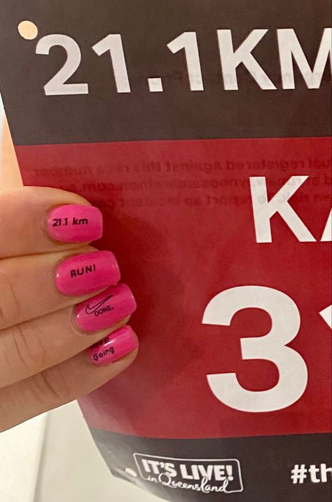 Nails to motivate you when running a half marathon Half Marathon Nail Designs, Half Marathon Nails, Marathon Nails Design, Marathon Nails, Nyc Marathon, Half Marathon, Acrylic Nails, Nail Designs, Nail Art