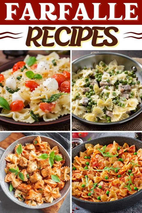 You can't go wrong with these classic farfalle recipes! From creamy dishes to veggie-rich pasta to lasagna, these meals are fun, satisfying, and delicious. Farfalle Pasta Salad, Farfalle Pasta Recipes, Cheap Pasta Recipes, Farfalle Recipes, Pasta Recipes For Kids, Bulking Diet, Spinach Pasta Recipes, Favorite Pasta Recipes, Farfalle Pasta