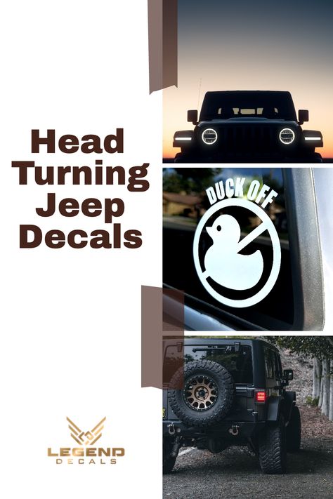 Jeep Decals | Jeep Wrangler & Jeep Gladiator Decals | Quality Vinyl Decals Handmade in the USA | Legend Decals Jeep Decals, Vinyl Window Decals, Truck Decals, Custom Vinyl, Window Decals, Cricut Ideas, Handmade Shop, Remote Work, Marketing And Advertising