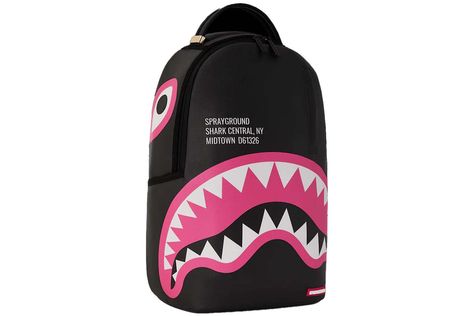 Sprayground Shark Central Pink DLXSV Backpack Black/Pink - FW24 - US Sprygraund Backpack, Sprayground Backpack Pink, Jordan 1 Green, Pretty Lifestyle, Sprayground Backpack, Pretty Backpacks, Spray Ground, Shark Backpack, Birthday Ideas For Her