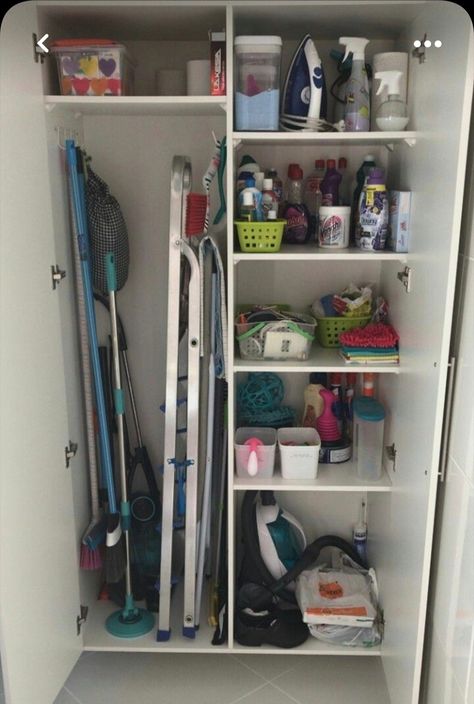 Balcon Mic, Cleaning Cupboard, Cleaning Closet Organization, Utility Room Storage, Utility Closet, Stylish Laundry Room, Desain Pantry, Laundry Room Layouts, Laundry Room Renovation