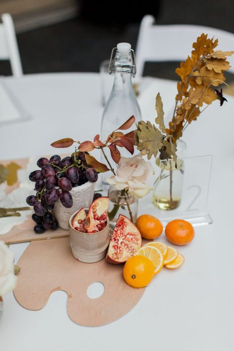 Split Open Still Life Wedding Centerpieces, Italian Birthday, Non Floral Centerpieces, Wedding Centerpiece Ideas, Evergreen Flowers, Bohemian Weddings, Tying Knots, Nautical Wedding Invitations, Wedding Decors