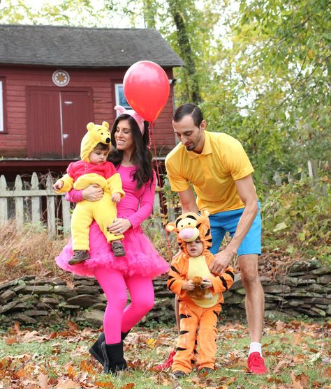 Winnie The Pooh Family Costumes, Winnie The Pooh Costumes, Disneyland Halloween Party, Adalyn Grace, Superhero Duos, Family Themed Halloween Costumes, Winnie The Pooh Costume, Winnie The Pooh And Tigger, Pooh Halloween