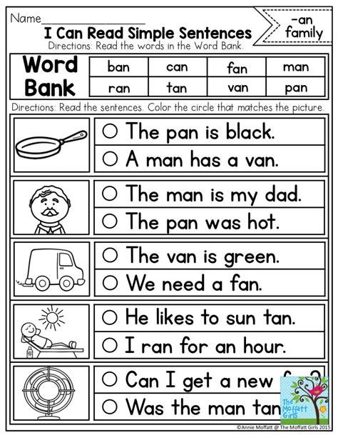 I Can READ! Simple Sentences With Sight Words, CVC Words I Can Read Simple Sentences, Three Letter Words Sentence Reading, Match The Words With Pictures, Match Sentences With Pictures, Cvc Sentences For Kindergarten, Simple Sentences For Kindergarten, Simple Sentences Worksheet, Ingles Kids, Cvc Words Worksheets