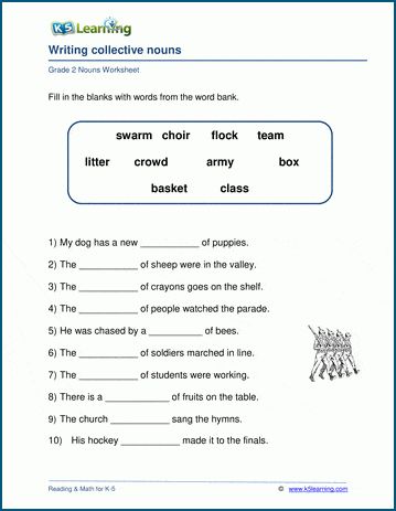 K5 Learning nouns worksheets where students use a word bank of collective nouns to complete the sentences. Free and printable worksheets; no login required. Collective Nouns Worksheet, Nouns Activities, English Grammar For Kids, Cursive Writing Worksheets, Nouns Worksheet, Writing Pictures, Collective Nouns, Spelling Worksheets, Free Kindergarten Worksheets