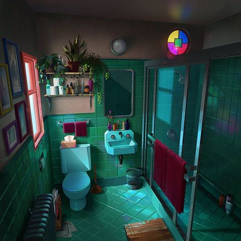 Emma Goetz on X: "Finally finished this bathroom!! 😤 https://t.co/CzDKQ6jy0P" / X Bathroom Concept Art, Environmental Concept Art, Personal Project Ideas, Interior Concept Art, Interior Concept, Environment Design, Environment Concept Art, Reference Images, Environmental Art