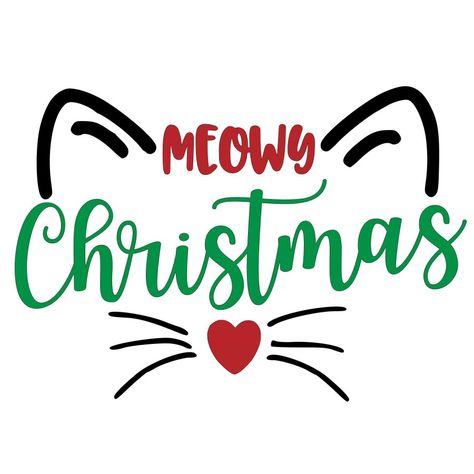 #cricut #christmas #cat #meow #crazycatlady Merry Christmas Cat Images, Christmas Cat Printable, Christmas Htv Ideas, Cat Cricut Ideas, Christmas Cat Shirt, Cricut Cat Project, Cat Cricut Projects, Winter Cricut Projects, Cricut Xmas Gift Ideas