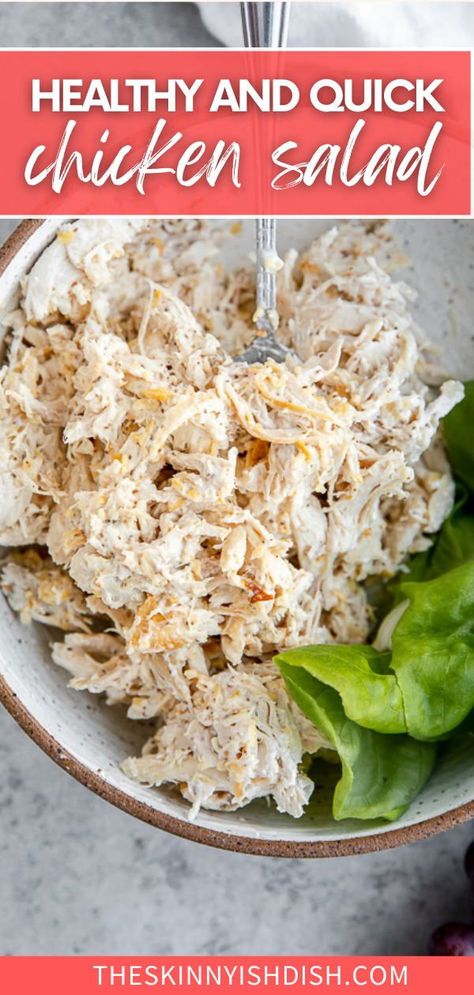 Low Calorie Chicken Salad Sandwich, Lazy Chicken Salad, Health Chicken Salad Healthy Recipes, Chicken Salad No Pickles, Bariatric Shredded Chicken Recipes, Ww Friendly Lunch Ideas, Skinnytaste Chicken Salad, Low Calorie Chicken Lunch Ideas, Chicken Salad For Picky Eaters