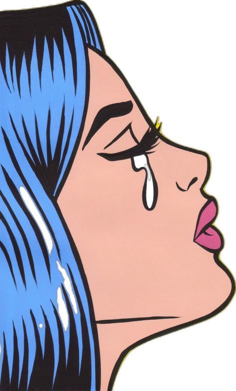 Side Profile Woman, Crying Cartoon, Pop Art Comic Girl, Painting Pop Art, Cartoon Female, Profile Drawing, Pop Art Comic, Female Profile, Eye Painting