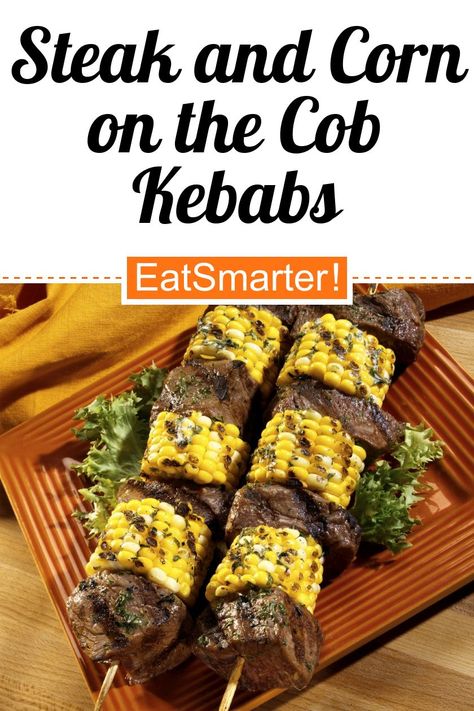 Steak and Corn on the Cob Kebabs - quick recipe - simple dish - A recipe idea by EAT SMARTER | grilling, Meat, Herb #beef #recipes Steak And Corn, Kohlrabi Recipes, Chives Recipe, How To Cook Artichoke, Beef Kebabs, Baked Steak, Kebabs On The Grill, Healthy Delicious Recipes, Radish Recipes