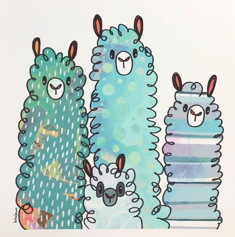 Llamas or Alpacas? You decide! Full measurements: 8.5"x9" Print is 8"x8" with white border *if you need it cut to 8"x8" exactly,  send me a note at checkout* Frame not included Printed on Fine Art Paper and will ship inside a cellophane sleeve with board backing in a flat mailer envelope.  If you choose to order multiple prints from my listings, prints will ship together in a single cellophane sleeve with acid-free paper dividing the individual prints. Llama Illustration, Hawaii Art Print, Original Collage Art, Art Fantaisiste, Art Mignon, Llama Alpaca, Collage Illustration, Kid Room, Original Collage