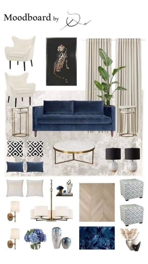 Blue Sofa Neutral Living Room, Blue Navy Living Room Decor, Navy Blue House Decor Ideas, Lounge Navy Sofa, Living Room With Blue Furniture, Navy Home Interior Design, Gray Blue Black Gold Living Room, Grey Blue Sofa Living Room, Velvet Blue Sofa Living Room