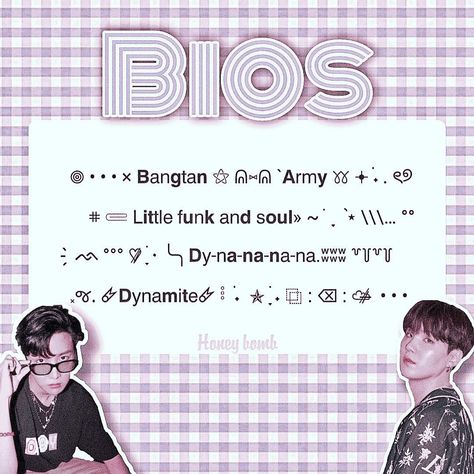 Get BTS-Dynamite themed bios for you and your grandma! Send me a message and I'll send them your.
#InstagramBio #StylishFont #FreeFonts #FontLovers #InstaFont Bts Instagram Bio Ideas, Bts Bio For Instagram, Kpop Usernames, Bios Aesthetic, Nick Names, Bio For Instagram, Instagram Bio Ideas, Witty Instagram Captions, Instagram Captions Clever