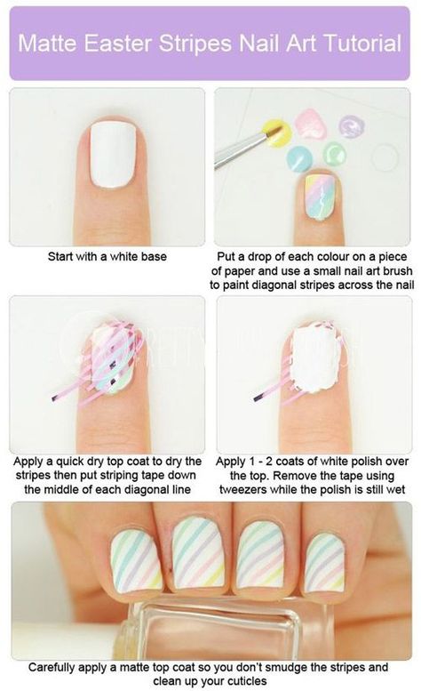 Nailart Tutorial, Rainbow Nails Design, Rainbow Nail Art, Nail Art Stripes, Easter Nail, Easter Nail Art, Art For Beginners, Nail Art For Beginners, Nail Art Designs Diy