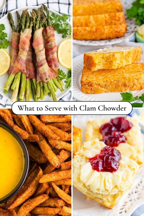 What To Serve With Chowder, New England Side Dishes, Clam Chowder Dinner Sides, What To Serve With Clam Chowder, Rhode Island Clam Chowder, Clam Chowder New England, Oyster Crackers Recipe, Clam Chowder Soup, Bacon Wrapped Cheese