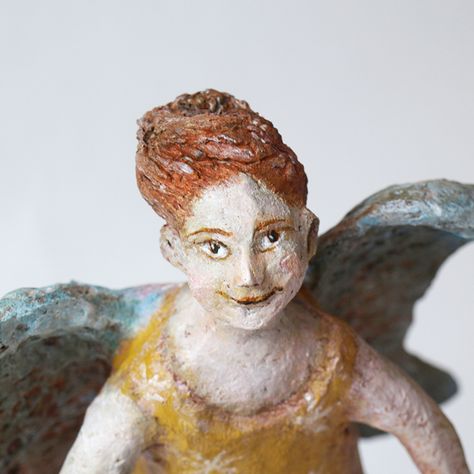 Paper mache sculpture Angel 1.0 on Behance Paper Mache Angels, Paper Mache Mix, Angel Art Dolls, Sculpture Angel, Paper Mache Dolls, Paper Mache Sculpture, Paper Mache Art, Paper Moon, Fairytale Art