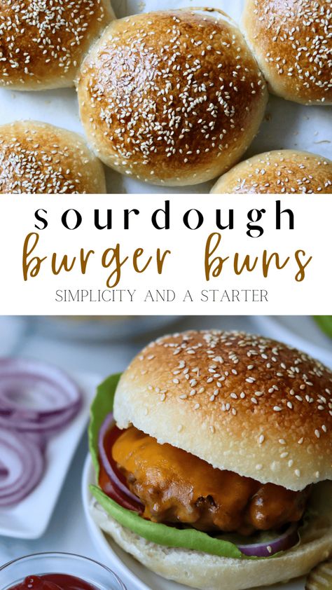 Easy Sourdough Burger Buns (Same-Day Recipe!) - Simplicity and a Starter Sourdough Burger Buns, Sourdough Burger, Burger Buns Recipe, Discard Recipe, Gourmet Burger, Juicy Burger, Easy Sourdough, Sour Dough, Summer Cookouts