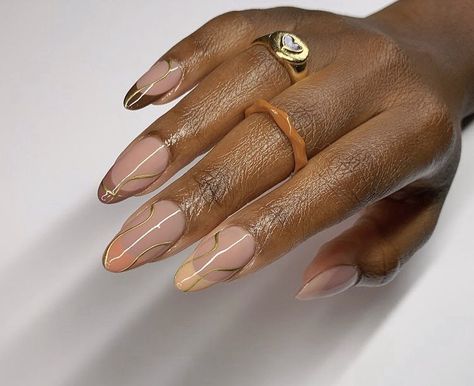 Neutral Rainbow Nails, Almond Shape Fall Nails, Nail Colors For Dark Skin, Douyin Nails, Acrylic Nails Almond Shape, Darker Skin Tones, Metallic Nail Art, Boho Nails, Clear Acrylic Nails