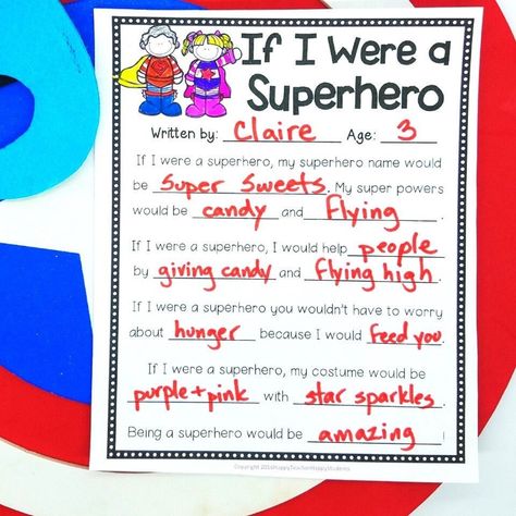 ** Digital Download ** If I Were a Superhero Writing Activity: Students love to share what kind of super powers they would use to help others. This If I were a Superhero worksheet is a great activity any time of the year or at a superhero themed party. This FUN Writing Super Hero Activity includes: 1.I f I were a Superhero worksheet (w/clipart) 2. If I were a Superhero worksheet (w/ space for illustration) 3. What Superhero Should Always & Never Do 4. If I were a Superhero Writing Page 5. If I were a Superhero Drawing & Writing Page Use these fill-in-the-blank Super Hero worksheets with any elementary school children and you're sure to love the creative ideas they come up with! Super Hero Camp Ideas, Super Hero Activities Preschool, Super Hero Day At School, Superhero Writing Activities, Superhero Activities For Kids, Superhero Worksheets, Superhero Theme Preschool, Superhero Printables Free, Superhero Writing