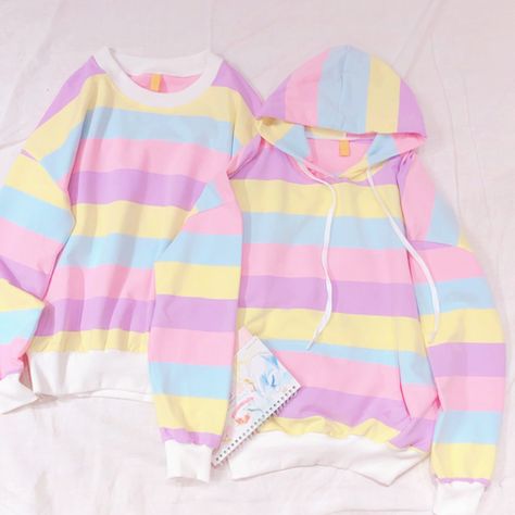 Fashion & Harajuku macaron pastel rainbow stripe color block hoodie sweatshirt. We offer FREE and USPS shipping for USA and China Post for any other country in the world. Customer service is included in the price too!! Color: pastel rainbow; Size: Length 62cm, Bust 116cm, Shoulder-48cm, ... Pastel Hoodie, Pastel Fashion, Zooey Deschanel, Striped Hoodie, Imagine Dragons, Kawaii Clothes, Harajuku Fashion, Pastel Rainbow, Rainbow Stripes