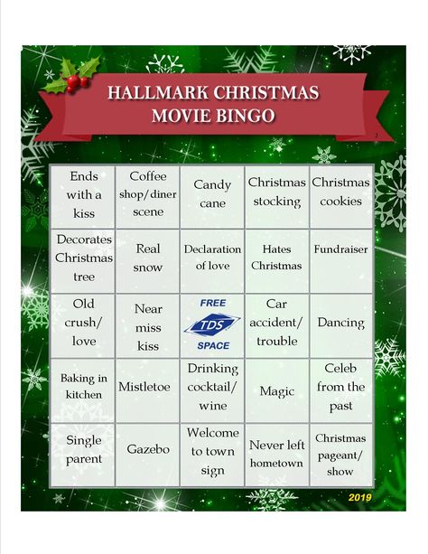 Hallmark Christmas Movie bingo 2019 | TDS Home Hallmark Bingo, Hallmark Christmas Movie Bingo, Christmas Movie Bingo, Movie Bingo, Bad Christmas, Holiday Bingo, Christmas Drinking, Christmas Bingo, Christmas Wear