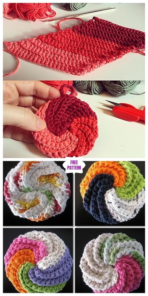 Scrubby Yarn Crochet, Scrubbies Crochet Pattern, Crochet Spiral, Scrubby Yarn, Spiral Crochet, Crochet Scrubbies, Dishcloth Crochet Pattern, Crochet Dishcloth, Crochet Faces