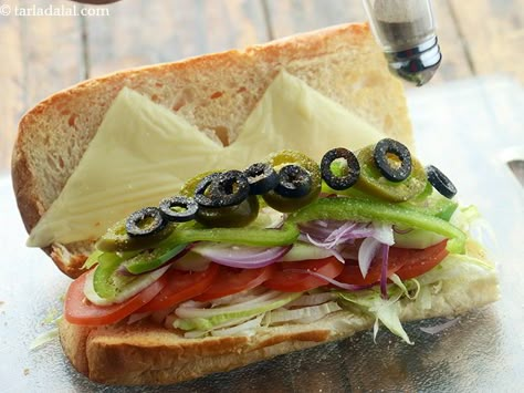 veg sub sandwich recipe | veggie delight | Indian style homemade veg subway | Subway Veggie Delight, Subway Veggie Sandwich, Vegetarian Sub Sandwich, Homemade Subway Sandwich, Veggie Sub Sandwich, Subway Sandwich Ideas, Subway Sandwich Recipe, Poolside Sandwiches, Meatless Sandwiches