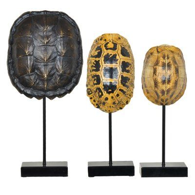 Crestview 3 Piece Turtle Shell Statue Set Print Armchair, Shell Sculpture, Aerin Lauder, Jar Table Lamp, Iron Floor Lamp, Branch Chandelier, Chinoiserie Wallpaper, Bird Statues, Shell Decor