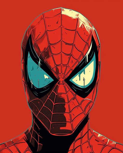 Spiderman Face Drawing, Hulk Drawing, Comic Portrait, Spider Man Face, All Marvel Characters, Spiderman Poster, Anchor Tattoo Design, Spiderman Face, Spiderman Cartoon