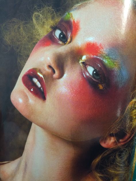 Fantasy makeup out of makeup artist magazine - wet look Magazine Makeup Editorial, Fine Art Makeup, Watercolor Makeup Looks, Smeared Makeup Aesthetic, Fashion Show Makeup Looks, Painterly Makeup, Watercolour Makeup, Extreme Makeup Looks, Wet Look Makeup