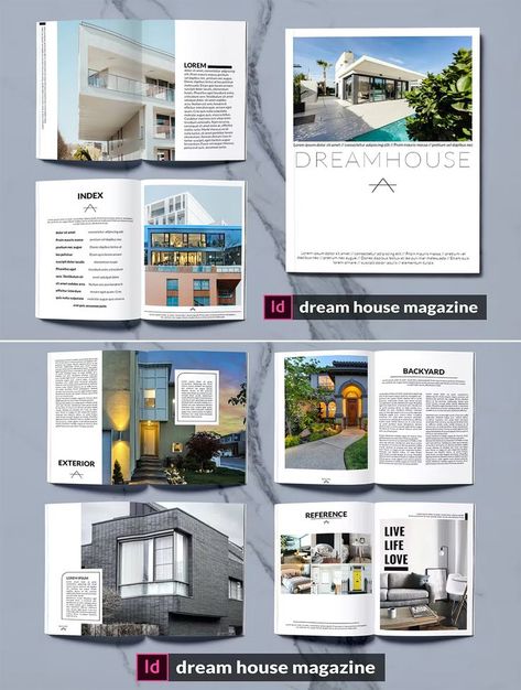 Dream House Magazine Template INDD. 20 pages. House Magazine, Layout Magazine, Brochure Design Layout, Editorial Design Layout, Cool Magazine, Magazine Layout, Magazine Template, House And Home Magazine, Get It Now